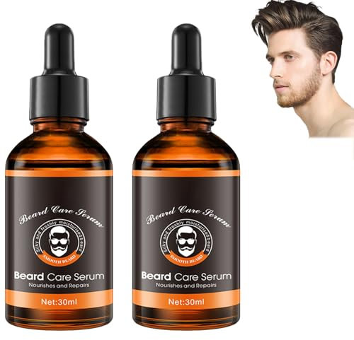 2Pcs Olio Barba Uomo, Olio Naturale per la Cura Della Barba Stimola la Crescita Della Barba, Olio Barba Uomo Vegan, Ammorbidisce, Leviga & Rinforza la Crescita Della Barba 30ML serum8-4