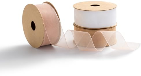 MORSUNBELA Presentband Bredt Organzaband 25 mm x 9 m Band Bröllops Dekorationsband Organza Sidenband 3 Rullar