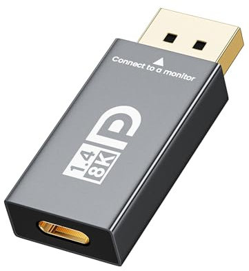 OHBUYAGN 8K@60Hz USB-C zu DisplayPort 1.4 Adapter,Unterstützt 4K@120Hz Type-C zu DisplayPort Adapter,Thunderbolt 3/4/5 zu DP Adapter,Kompatibel mit iPhone 16/15,Galaxy S25/S24,und MacBook Pro/Air