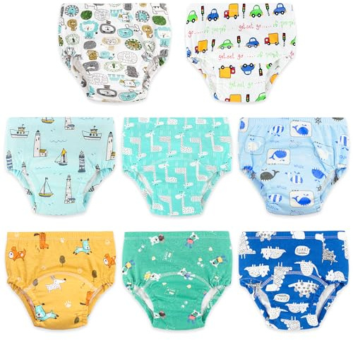 UNIFAMILY Culotte Apprentissage Propreté Garcon Lot de 8 Culotte d Apprentissage Enfant Garçon Coton Culotte Apprentissage Nuit pour Bébé 6 Ans
