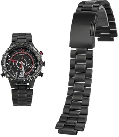 PctkeLsend 24 x 16 mm Herren-Armband aus massivem Edelstahl passend for Timex Tides T45601 T2N721 T2N720 T2N739 TW2T76500(B - black)