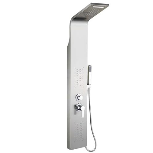 Colonne de Douche avec Mitigeur Thermostatique,Système de Panneau de Douche Brossée,Colonne de Douche à Montage Mural Pulvérisateur Robinet d'eau pour Salle de Bain/Hôtel,7 * 20 * 140cm