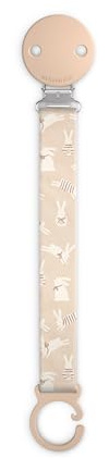 Suavinex, Chupetero de Tela para Bebés, Cinta con Diseño a Doble Cara, Cadena Chupete Bebé, Sujeta - Clip con Pinza, para Chupetes con Anilla. +0 Meses, Apto Recién Nacido, Wonder Conejitos Beige