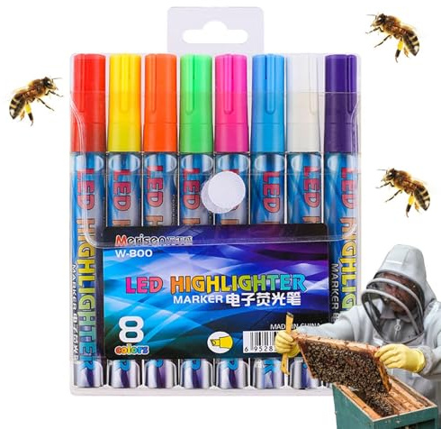 Pennarello Queen Bee - Kit pennarelli non tossico a base d'acqua, strumento accessorio per apicoltura sicura, applicatore di inchiostro liquido con codice colore | Marcatura delle attrezzature '