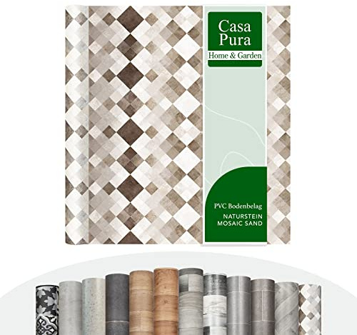 Casa Pura Pavimento in Vinile al Metro - Effetto Legno, Piastrelle, Pietra - PVC per Cucina, Bagno e Soggiorno (Toscana 2, 100 x 200 cm)