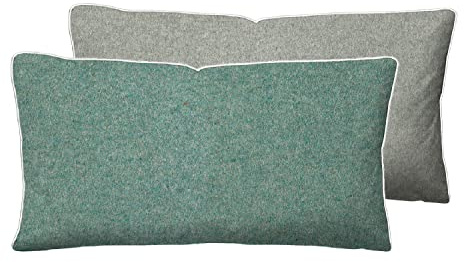 biberna Melange-Flanell Kissenbezug 40x80 cm, 100% Baumwolle, Biber, Flanell wärmend, weich & kuschelig, Reißverschluss, mit Paspel, Winter & Herbst, Uni, grün, Modell 0840500