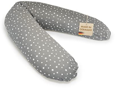 pic Bear Premium Stillkissen - hochwertiges Schwangerschaftskissen - anschmiegsames Lagerungskissen aus Baumwolle - schadstofffreies Seitenschläferkissen - 194 cm Premium - Sterne anthrazit-weiß