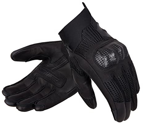 REBELHORN Gap III Lady Motorradhandschuhe Damen | Ziegenleder | Knöchel Protektoren | Belüftung mit 3D-Polyester-Mesh-Einsätzen