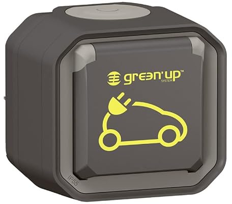 Green'up Access – Steckdose Anthrazit 2P + T 16 A 230 V ~ Legrand Plexo zum Aufladen von Elektrofahrzeugen komplett aufputz