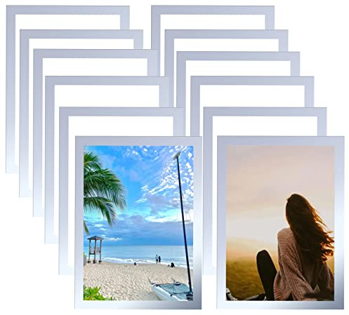 12 cornici magnetiche A4 per pittura a diamante con retro autoadesivo, cornici impermeabili per pittura con diamanti, documenti, foto, poster, avvisi, colore argento