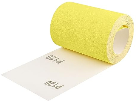 Shineboc Sandpaper Roll Yellow, 93mm x 5m, 120 Grit, Quartz Sand Abrasive Sanding Paper for Wood, Metal, Paint, Plaster, Filler, Automotive, Compatible with Machine Sanders