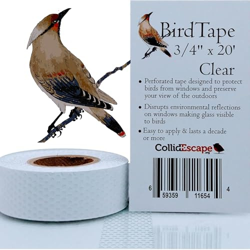 COLLIDESCAPE Spiderweb Clear BirdTape for Windows (3/4 x 20' - Covers 1 to 2 panes) | Bird Tape Decals to Prevent Bird Strike Prevention for Glass | Clear