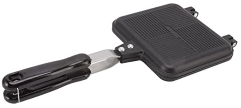 Leopacat Padella Doppia Faccia,Padella Antiaderente Quadrata in Alluminio con Manico Antiscottatura Design Flip Creatore di Panini da Campeggio per Colazione Toast Tortillas Pancake Frittate