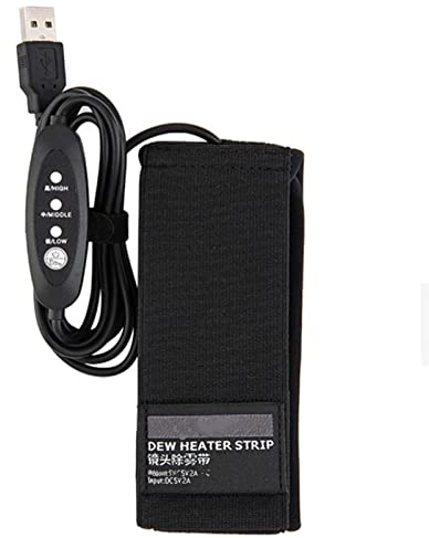 Calentador de lente USB, calentador de lente de cámara con 3 ajustes de calor, calentador de ocular telescópico ajustable, tira de calefacción de lente, accesorios de fotografía portátil para