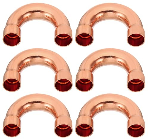 PATIKIL 5/8 ID Raccordi per Tubi in Rame, 6pz 180 Gradi Curva di Ritorno per Saldatura a Soffiatura del Tubo in Rame per Condizionamento dell'Aria HVAC Idraulico