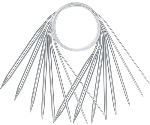 Stainless Steel Circular Knitting Needles - 40cm Short Round Needles with Flexible Cable for Small Projects - 2/3/4/5/5, 5/6/8/10mm