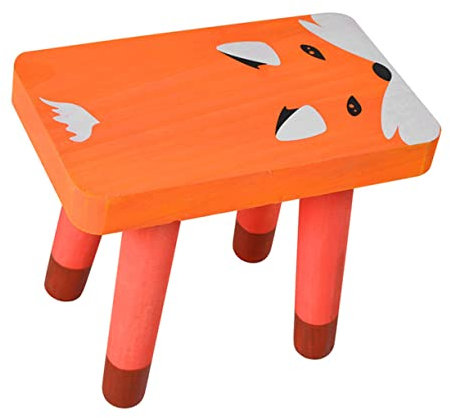 CIYODO 1stück Cartoon Holz Fußhocker Für Junge Mädchen Tierdesign Fuchs Und Praktischer Tritthocker Für Kinderzimmer Und Haushalt Robustes Langlebiges Material Einfache Reinigung