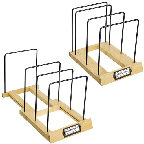 Big Fudge Support Rangement Vinyle - Support Vinyle Extensible - Rangement Vinyles 33 Tours en Bambou - Porte Disques Vinyles Design - Range Disque pour une Organisation Parfaite