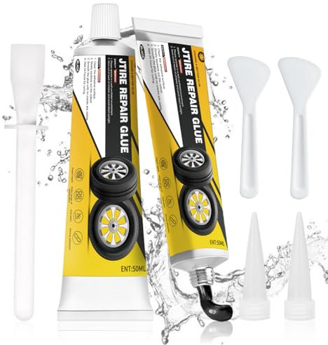 Mastice per Riparazione Pneumatici, Kit Riparazione Pneumatici Auto, Colla per Riparazione Pneumatici, Viene Fornito con Ugello e Raschietto, Applicabile a Crepe e Fori in Tutti i Tipi di Pneumatici
