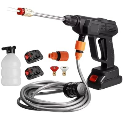 A.M.C. Idropulitrice a batteria 42V Idropulitrice Professionale portatile con 2 batterie 8000mAh e Tubo da 5M Idropulitrice ad alta pressione a batteria per il lavaggio di auto Pulizia di pavimenti