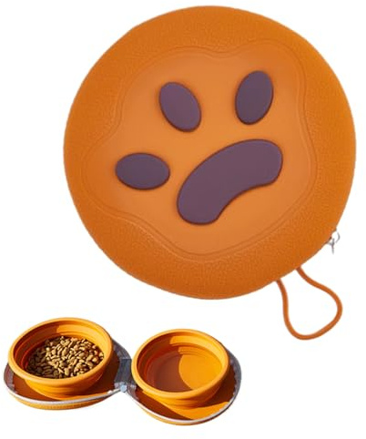 Furtryvl Cuenco de agua portátil para perro, plato plegable de comida para cachorros, 2 en 1, a prueba de derrames, cuenco plegable de silicona antideslizante para camping, senderismo, playa