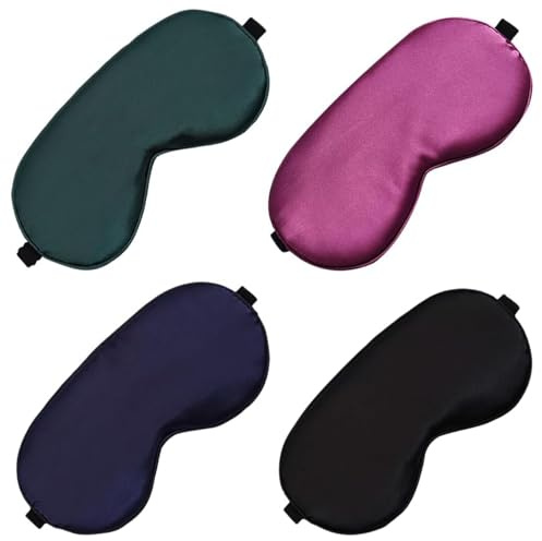 4 Pezzi Mascherina per Dormire, Maschere per Dormire in Seta Simulata e Benda Sugli Occhi, Mascherina Notte Che Blocca la Luce per Viaggi, Pisolini, Sonno Notturno (4 colori)