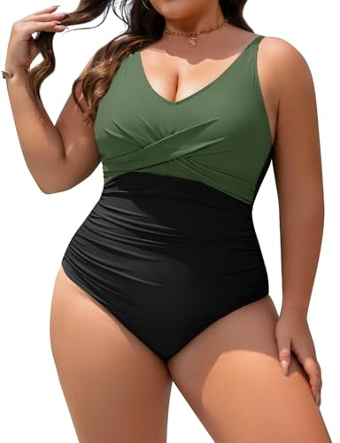 UMIPUBO Costume da Bagno Donna Intero Taglie Forti Un Pezzo Reggiseno Controllo Scollo a V Push Up da Mare Sexy Interi Imbottito della Costumi Costume Piscina L-4XL