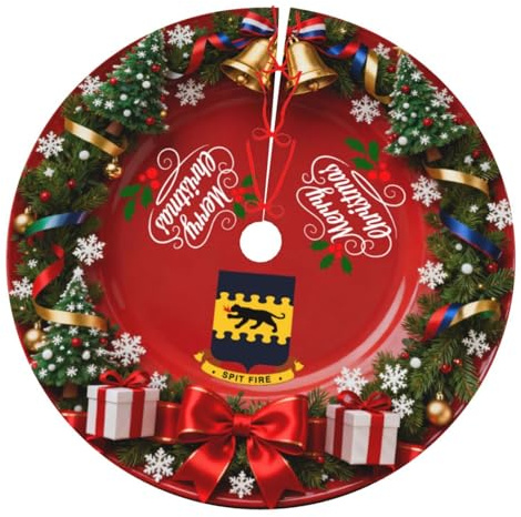 Christmas Tree Skirt Tuskegee Airmen Spit Fire Christmas Decorations Soft Red Green Christmas Decor Mat for Xmas Holiday Decorations 30