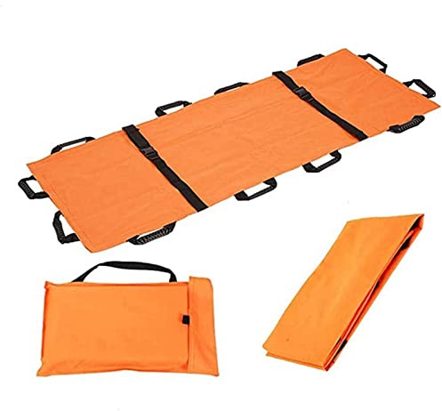 Oxford Folding Soft Stretcher with 8 Handles Waterproof Foldable/Emergency Rescue Back Stretcher with Storage Bags for Hospital,Clinic, Home,Sports venues,Ambulance Capacity 350 lbs Orange