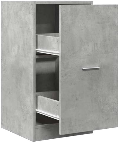 QZZCED Engineered Wood Apothecary Cabinet with Metal Runners in Concrete Grey Finish, 40x41x77.5 cm Apothecary Chest for Home and Office Storage