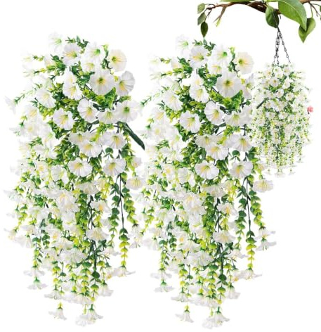 Artificiella petunia blommor för utomhusbruk 2 Stycken Träds Falska Blommor | UV-Resistenta Fake Petunia för Balkong TrädInnerBröllop Fest