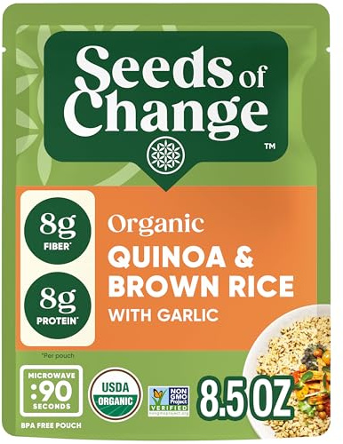 SEEDS OF CHANGE Organic Quinoa & Brown Rice with Garlic, Organic Food, 8.5 OZ Pouch