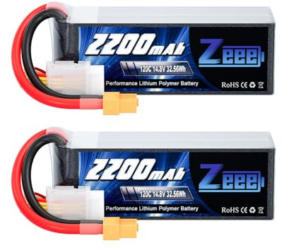 Zeee 4S Lipo Battery 2200mAh 14.8V 120C RC Battery with XT60 Plug RC Battery for RC Models RC Boat FPV Drone Quadcopter Helicopter Airplane RC Car(2 Pack)