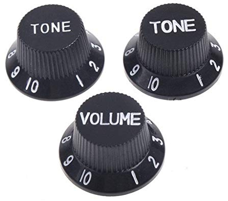 Alnicov Gitarren-Regler, 1 Volume, 2 Töne, passend für metrische Pole, kompatibel mit Fdstrat Stratocaster Style E-Gitarrenteilen (schwarz)