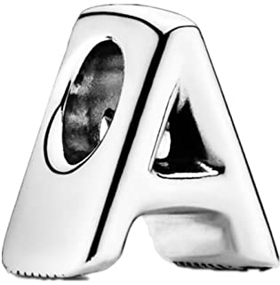 GHMIOU Buchstaben Charms 925 Sterling Silber Alphabet Charm Anhänger für Europäischen Armband Halskette (A)