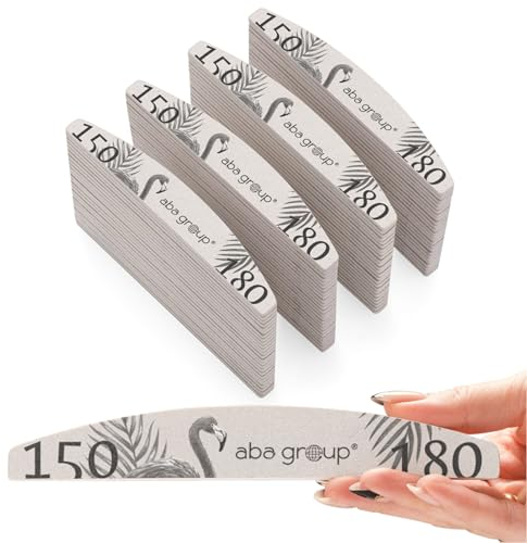 ABA Group Flamingo Set 100pcs Lima de Uñas 150/180 - Archivos de Uñas Profesionales - Media Luna - Accesorios de lámina para uñas adicionales y de gel - Archivos desechables para un salón de belleza -