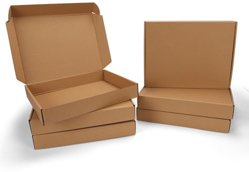 PHAREGE 6 Pack 13x10x2 inch Cardboard Shipping Boxes, Brown Mailing Box