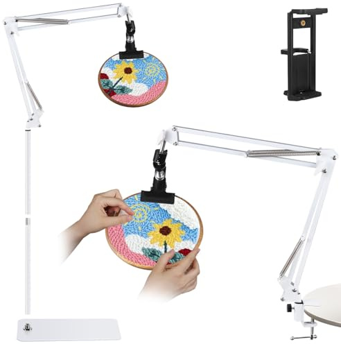 Embroidery Hoop Stand Embroidery Floor Stand Embroidery Lap Stand Suitable for Embroidery Hoops,Embroidery Stand for Cross Stitch Supplies(White) - Dual Mode
