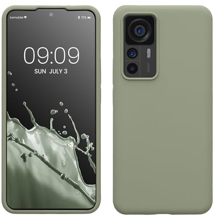 kwmobile Cover per Xiaomi 12T / 12T Pro Custodia - Back Case per Smartphone in Silicone TPU - Protezione Gommata - verde grigio