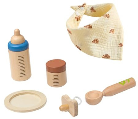 BESTonZON 1 Satz Spielzeug Zum Füttern Mit Der Flasche Miniatur-babyflaschen Kinderspielzeug Spielzeug-Flasche Puppen, Die Flaschen Füttern Besteck Mädchenspielzeug Nuckelflasche Holz