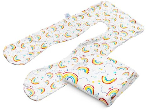 MAKOSAS KomfortKissen Kids Original Ersatzbezug Einheitsgrösse 60x120 cm, Waschbarer Kissenbezug für Kinder, Seitenschläfer-Kissenbezug U-Form (Rainbow)