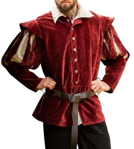 Leonardo Carbone® Herrjacka Brandolf | Unik design | Perfekt för LARP & kostymfester | medeltida | viking | Kostym | Herrjackor | bomull
