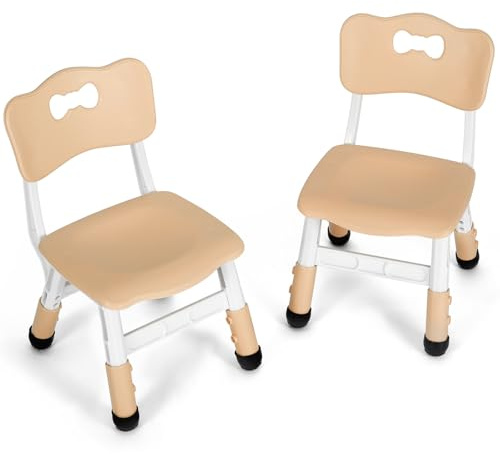 2PCS Sedia Bambini Plastica, Sedia per bambino Regolabile in Altezza, Sediolina Portata 100kg, Sgabello Bambini da 2 Anni, sedie da Scrivania per Bambini per la Cameretta, Scuola, Asilo Nido, Giallo