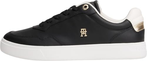 Tommy Hilfiger Donna Sneakers con Suola Preformata Essential Elevated in Pelle, Nero (Black), 38