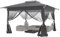 YRHome Anthrazit Pop Up Pavillon 4x4m Gartenzelt Stabil wasserdicht & Winterfest Faltpavillon Doppeldach 4 Moskitonetzen UV-Schutz höhenverstellbar 210D Oxford-Gewebe inkl. Tragetasche Für Garten