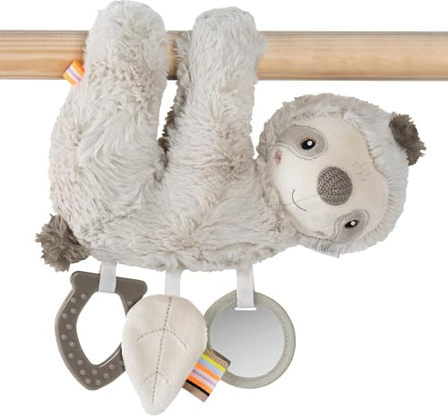 Fehn Perezoso de actividades, juguete colgante para estimular la motricidad, para cochecito, cuna y sillita de coche, para morder, agarrar y hacer sonidos, juguete para bebés y niños desde 0 meses