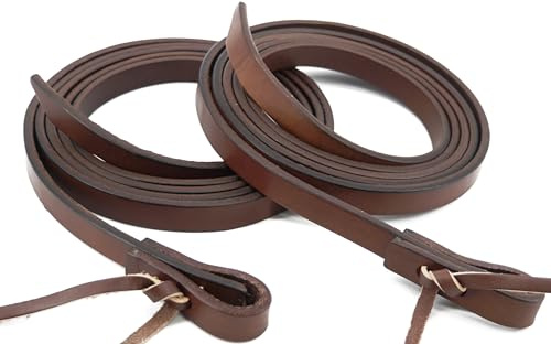 Doqn Leather Split Reins, Heavy Oil Weighted,Broken in,Supple Leather Reins for Horse, 5/8 inch x 8 feet