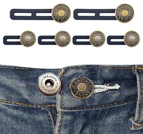 6 Pcs Button Extender for Trousers,ButtonWaist Extenders,Adjustable No Sewing Button Extenders for Jeans Strong Pants ButtonExtender Waist Expanders for Jeans Skirts Trousers