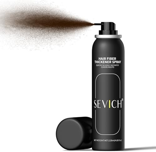 Sevich Hair Fiber Spray for Thinning Hair - Hair Building Fibers Instant Thickening for Men & Women, Waterproof & Sweatproof Root Touch Up Spray, 120ml (Dark Brown)