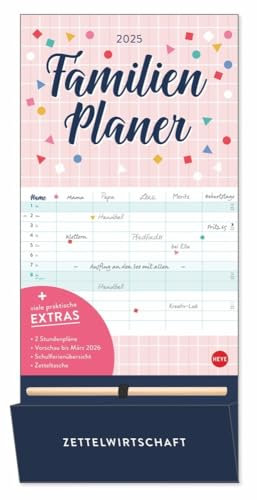 Planificador familiar más bolsillo 2025: calendario familiar con 5 columnas. Calendario familiar de pared con vacaciones escolares. Práctico planificador de pared con bolígrafo incluido... de notas